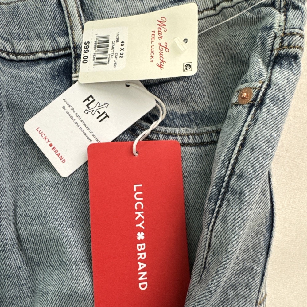 Lucky Brand 181 Relaxed Straight Leg Jeans Light Wash Blue Denim Flex Fit 40x32 - Picture 4 of 7